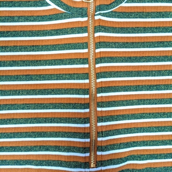 Simons Icône women's 90s striped zipped mock neck top size M - Picture 8 of 8